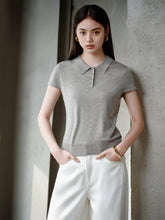 Women's Polo-Collar Knit Pullover with Cap Sleeves